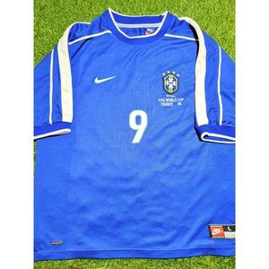 Ronaldo Brazil 1998 WORLD CUP Away Soccer Jersey Shirt L